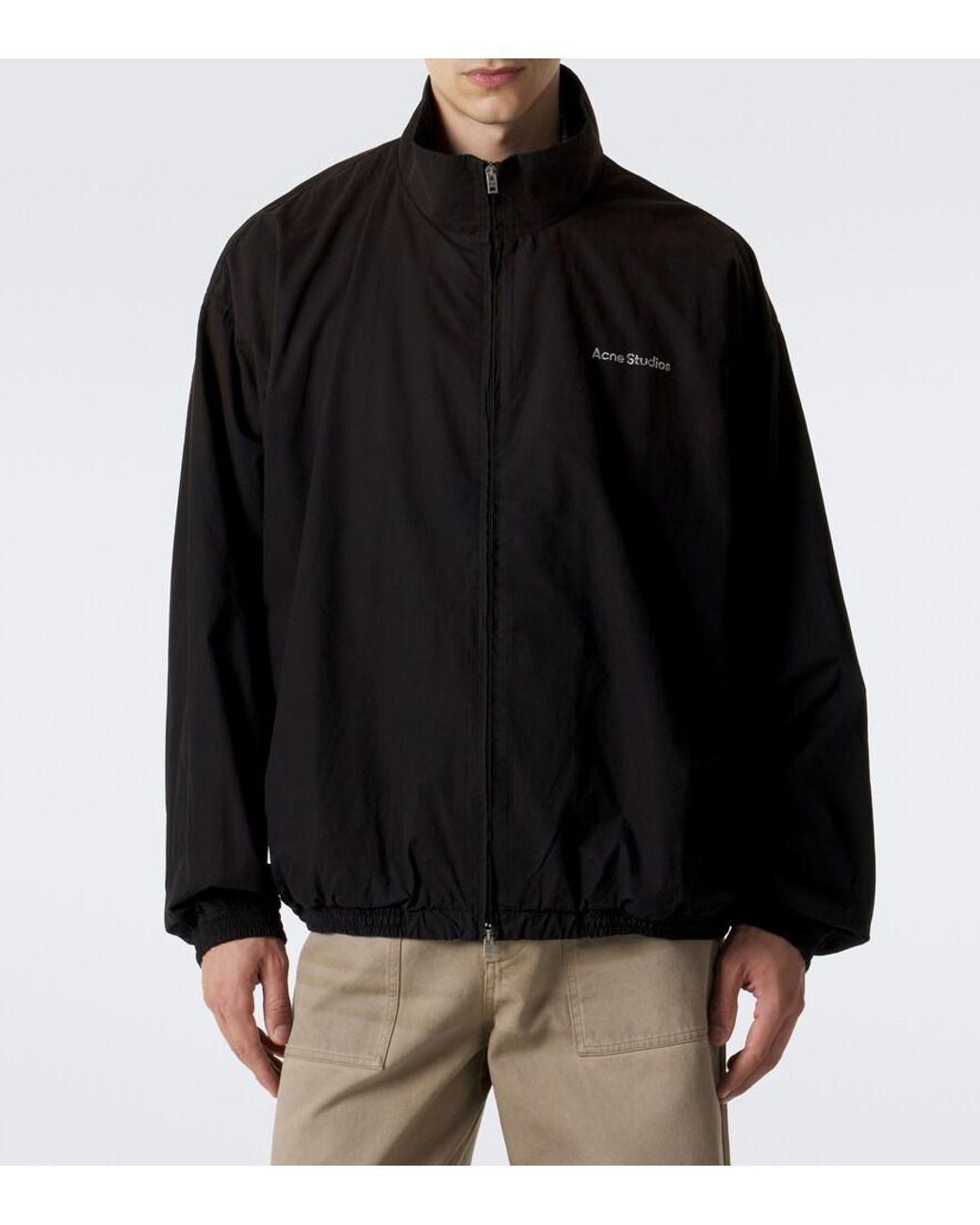 Acne Black Logo Cotton Poplin Jacket for men