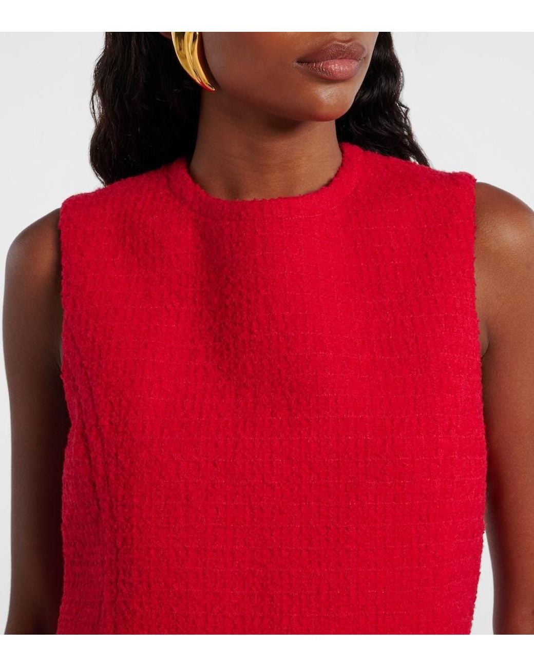 Patou Red Tweed And Faille Minidress