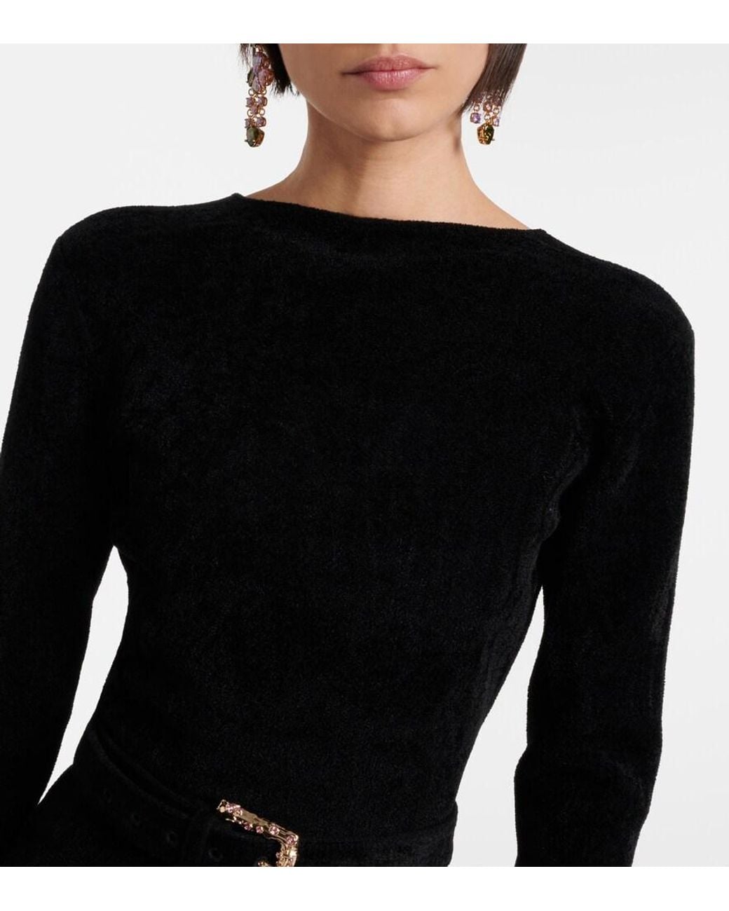 Jersey Con Plumas Y Cinturon Self-Portrait de color Black