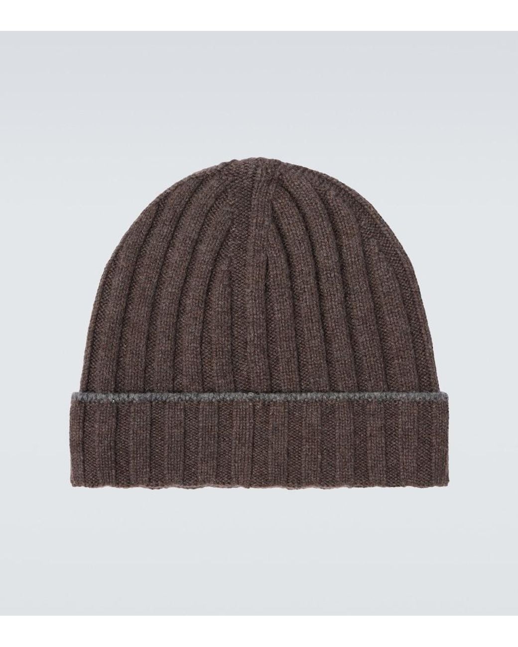 Brunello Cucinelli Brown Cashmere Beanie for men