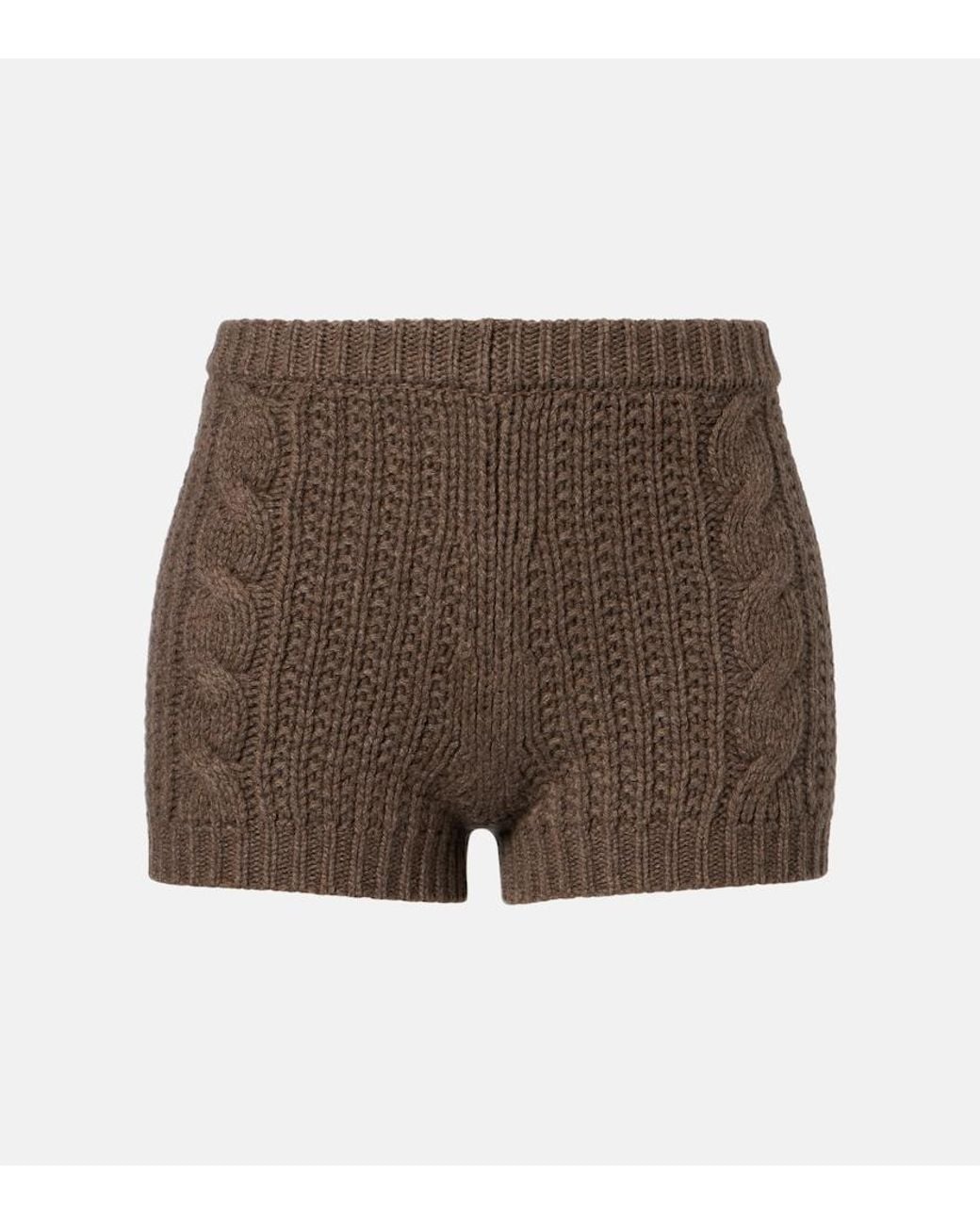 Magda Butrym Brown Cable-Knit Cashmere Shorts