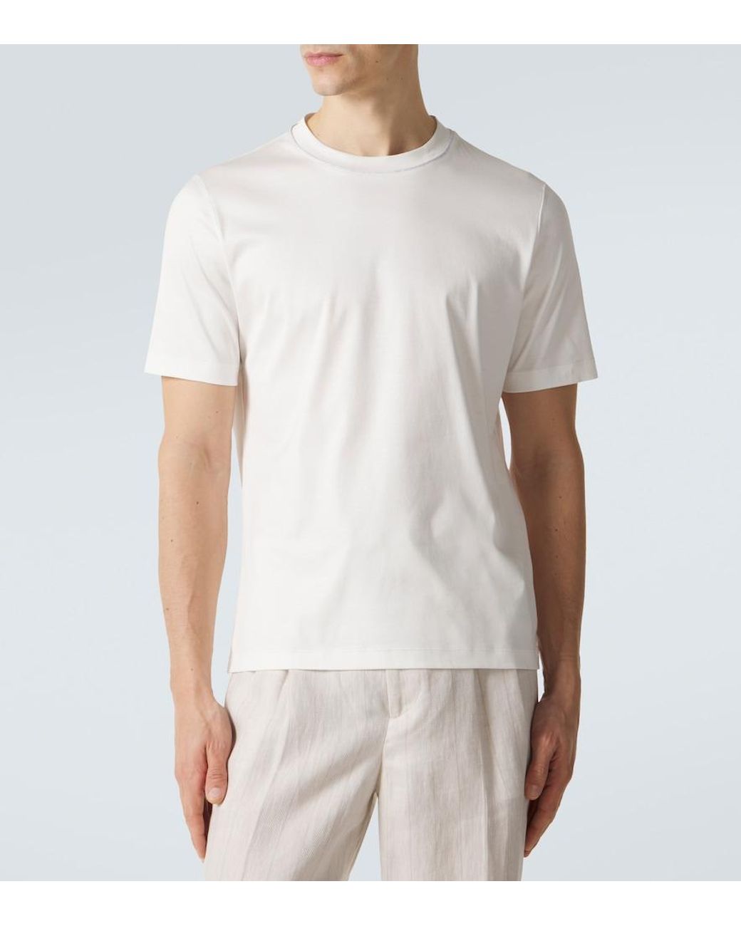 Brunello Cucinelli White Cotton Jersey T-Shirt for men
