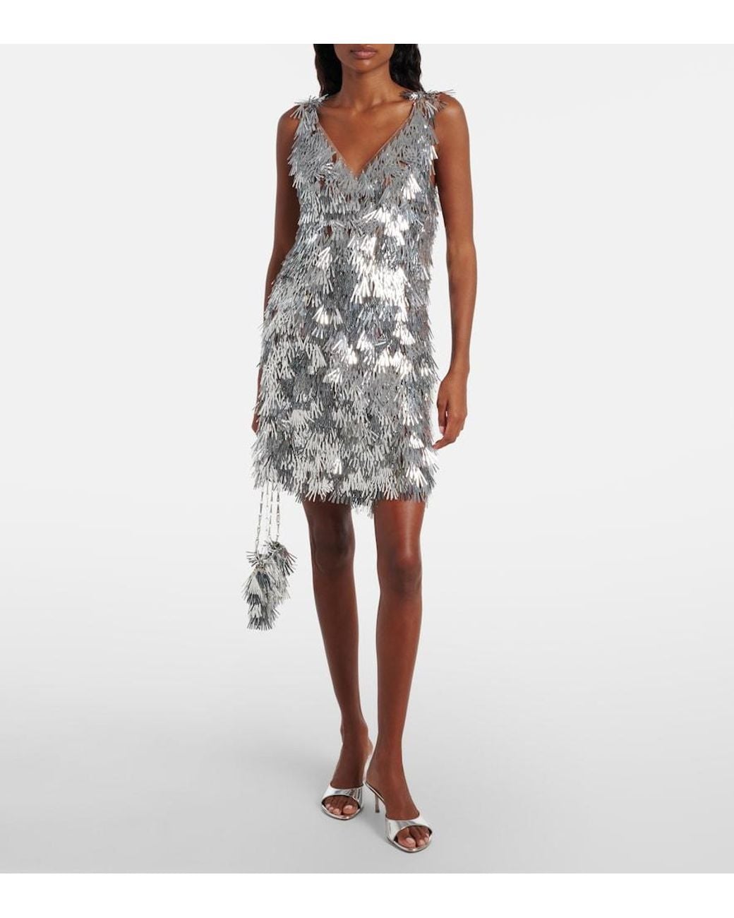 Rabanne Gray Embellished Minidress