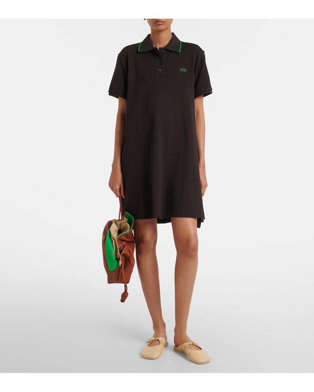 Loewe Black Double L Cotton Polo Pique Dress