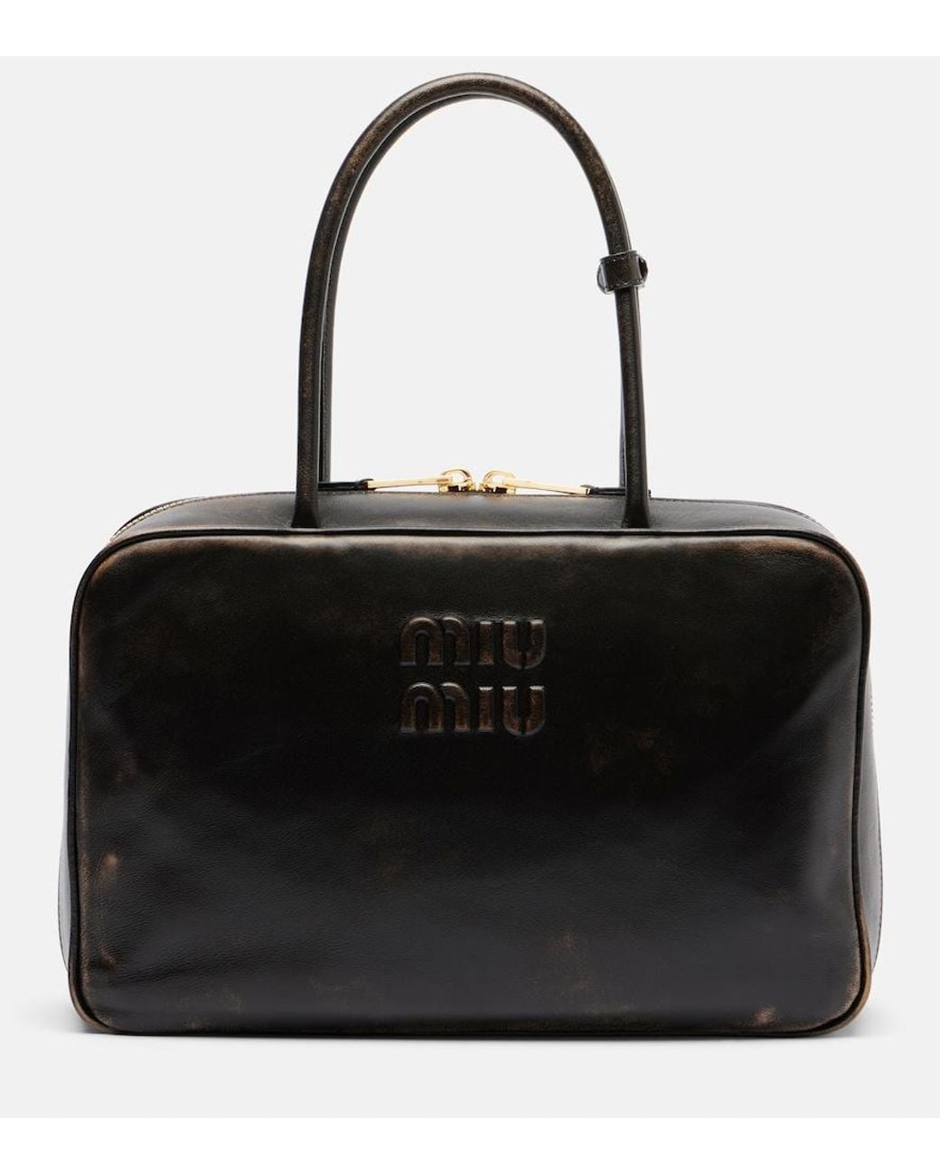 Miu Miu Black Beau Large Leather Tote Bag