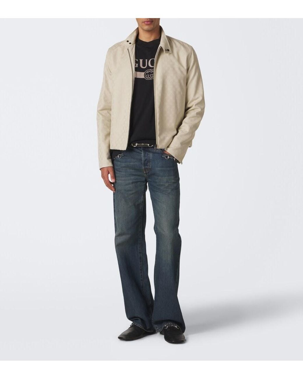 Gucci Black Interlocking G Printed Cotton Jersey T-Shirt for men