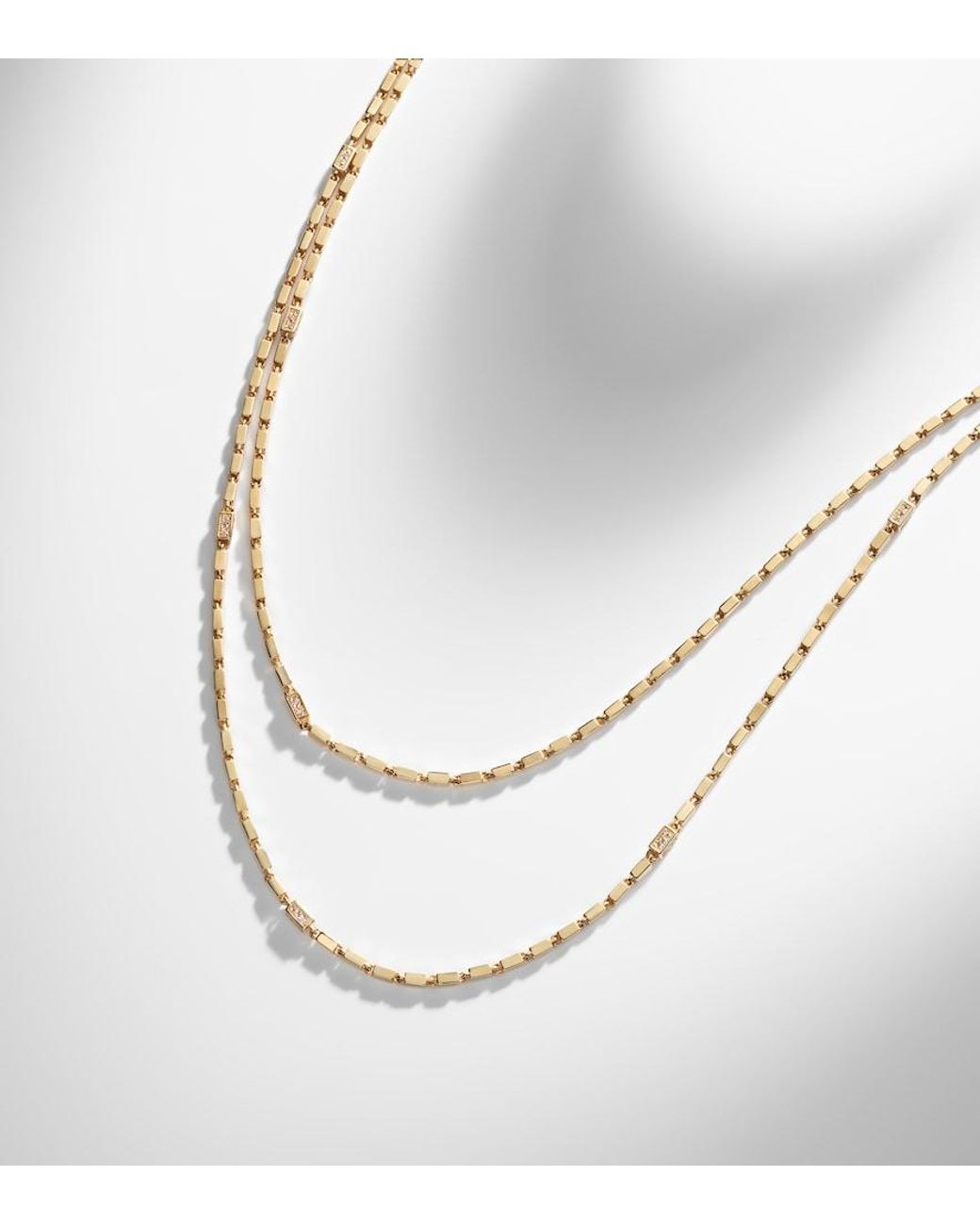 Suzanne Kalan Metallic Block-Chain 18Kt Chain Necklace With Diamonds