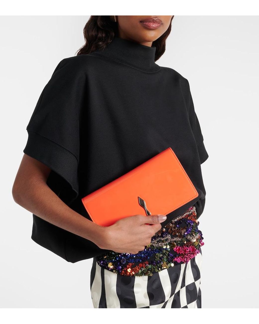 Christian Louboutin Orange Bettina Patent Leather Clutch