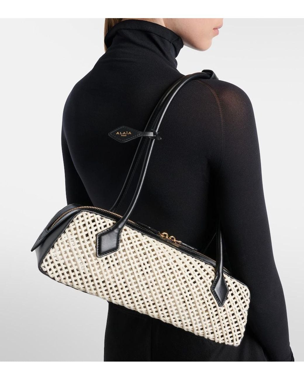 Alaïa Natural Le Teckel Medium Woven Shoulder Bag