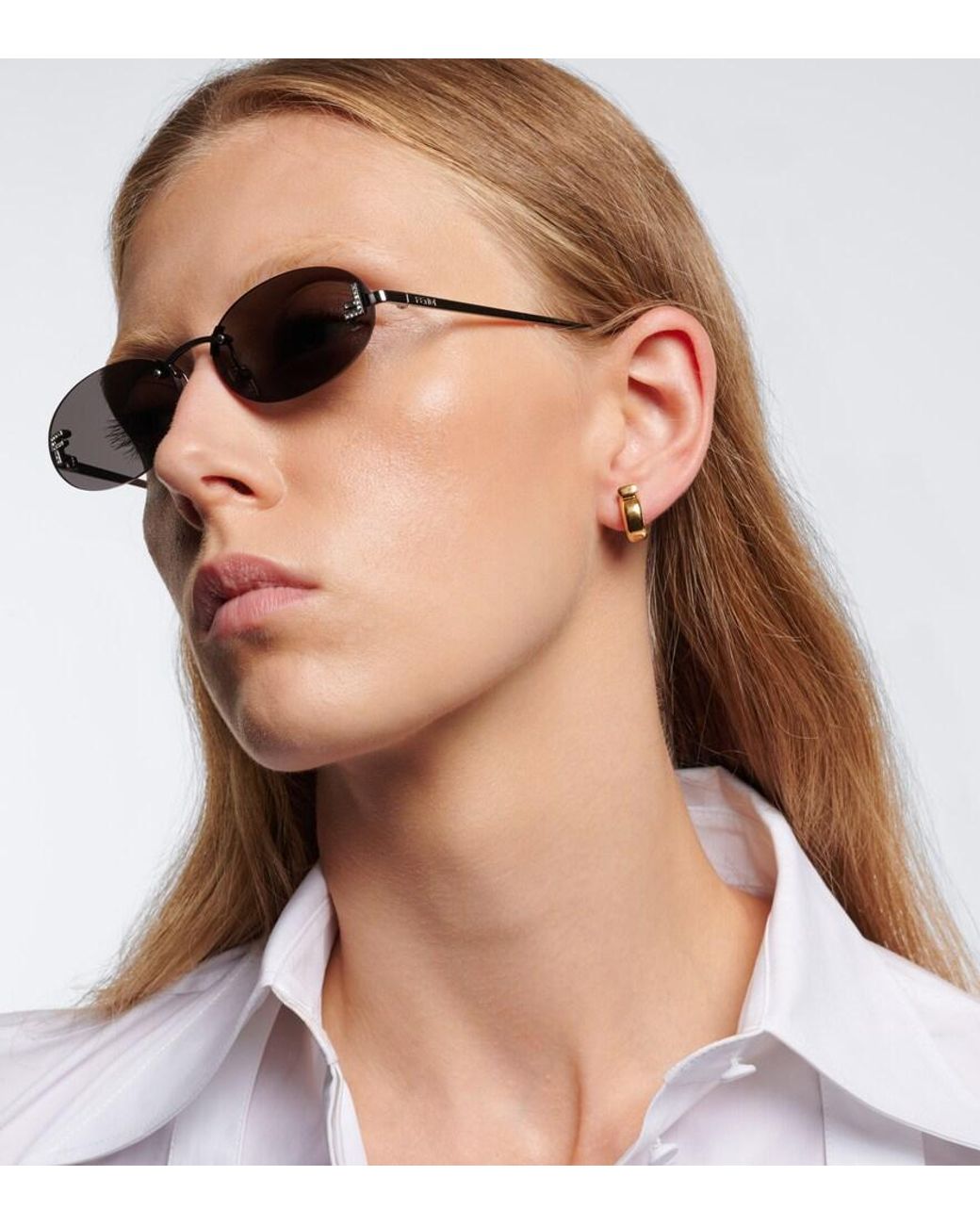 Fendi Gray First Crystal Oval Sunglasses