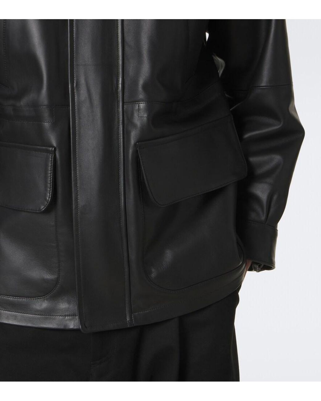 STÒFFA Black Leather Jacket for men