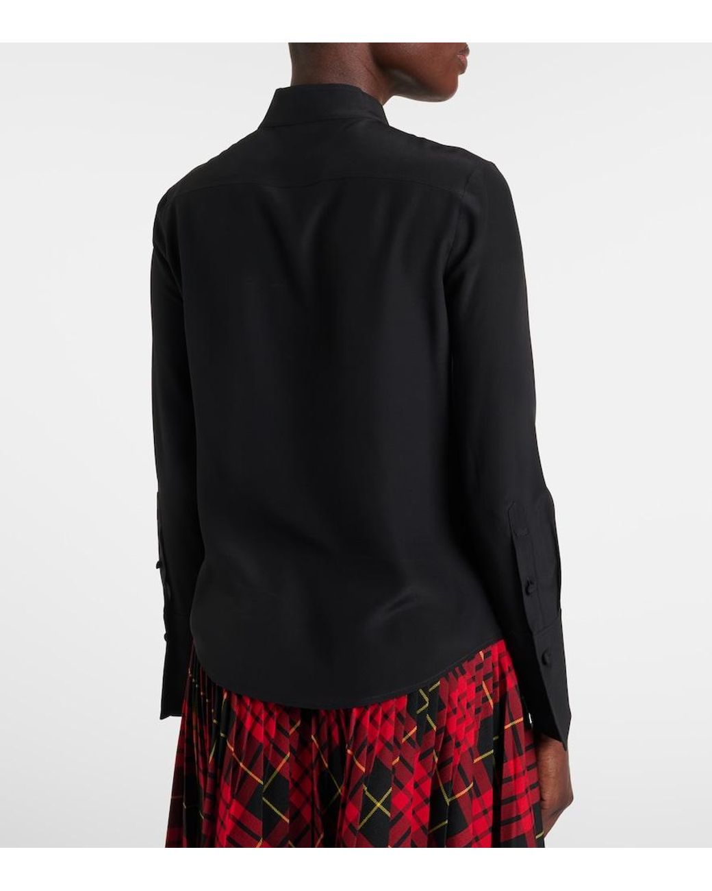 McQueen Black Ruffled Silk Blouse