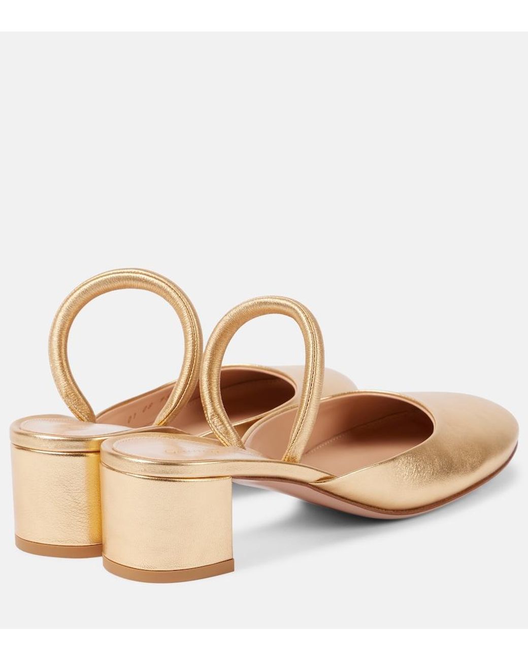 Gianvito Rossi Natural Tivoli 45 Metallic Leather Mules