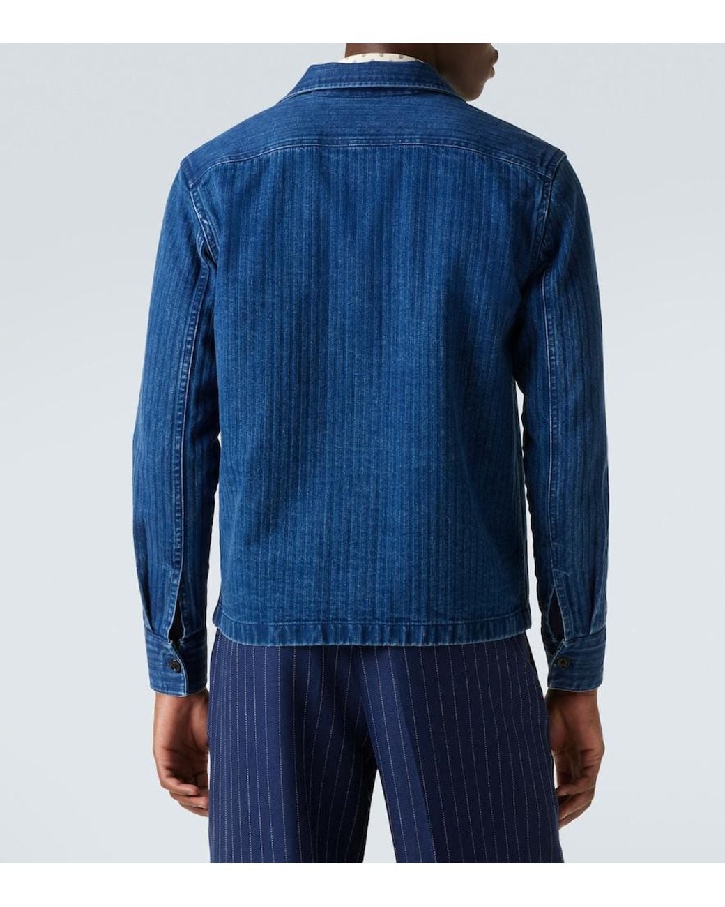Tom Ford Blue Striped Denim Overshirt for men