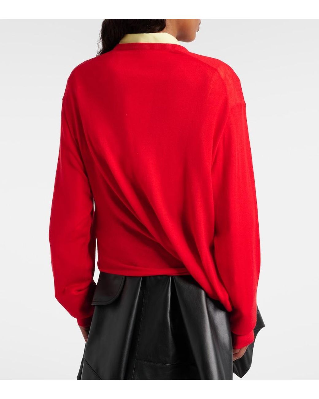 Loewe Red Double L Asymmetric Wool Sweater