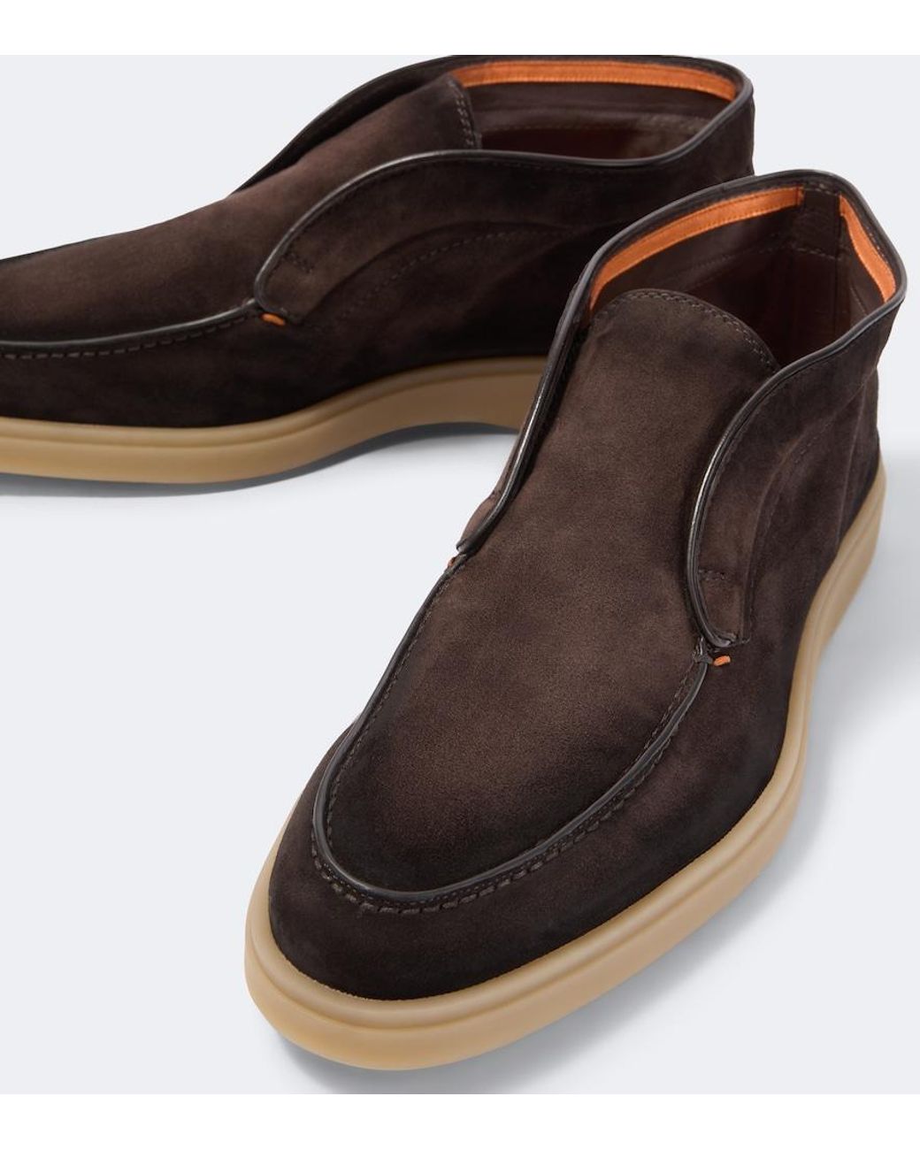 Santoni Brown Suede Desert Boots for men