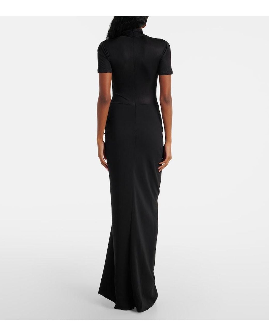 Christopher Esber Black Fusion Gathered Jersey And Crepe Maxi Dress