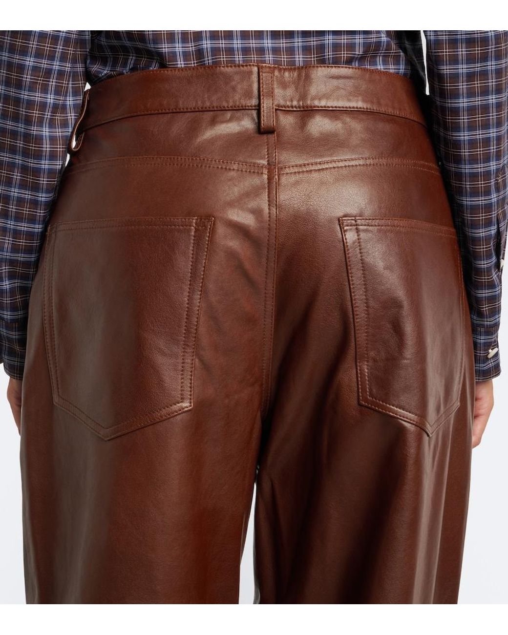 Rohe Brown Leather Wide-Leg Pants