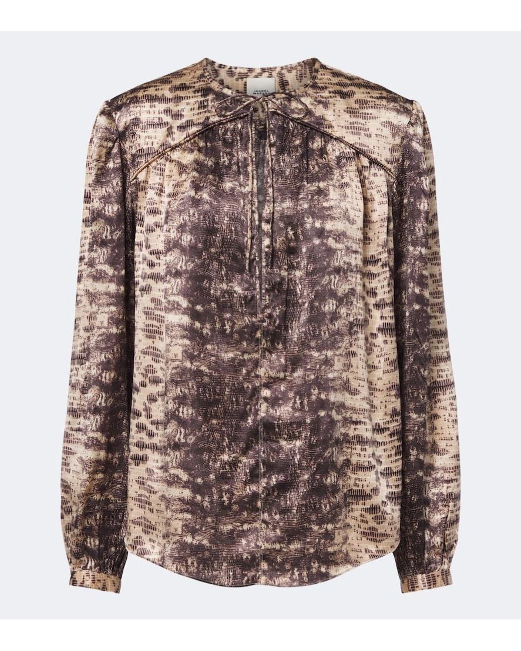Isabel Marant Brown Laraya Snake-Print Silk Satin Blouse