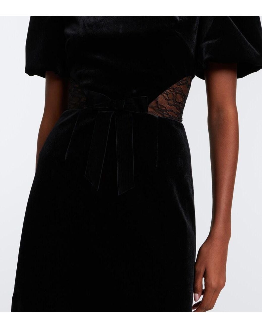 Rebecca Vallance Black Martha Lace-Trimmed Velvet Minidress