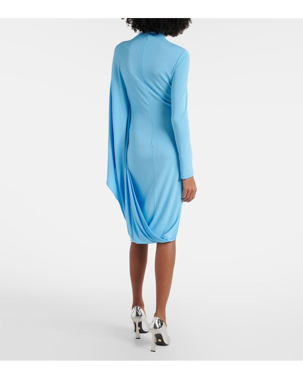Stella McCartney Blue Draped Jersey Midi Dress
