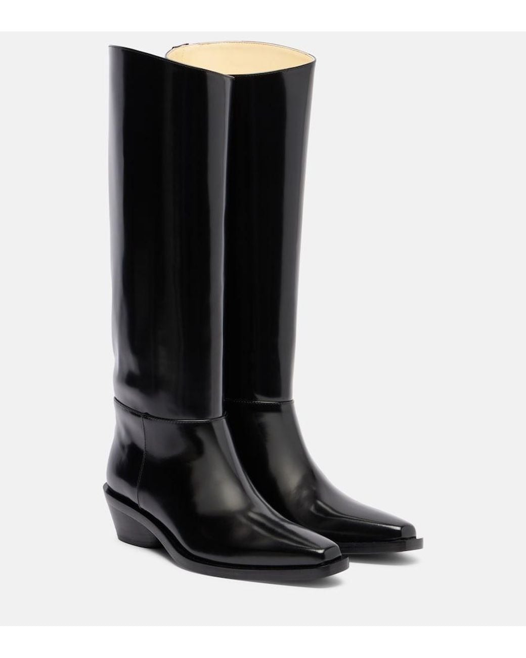 Proenza Schouler Black Bronco Leather Knee-High Boots