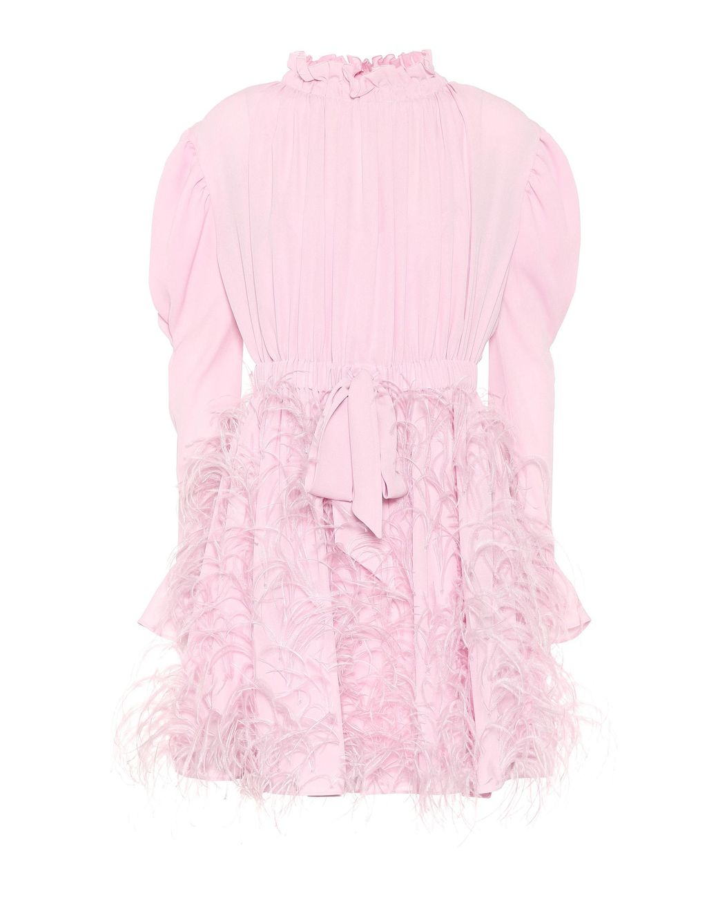 pædagog minimum Bekræfte Valentino Feather Trimmed Silk Dress in Pink | Lyst