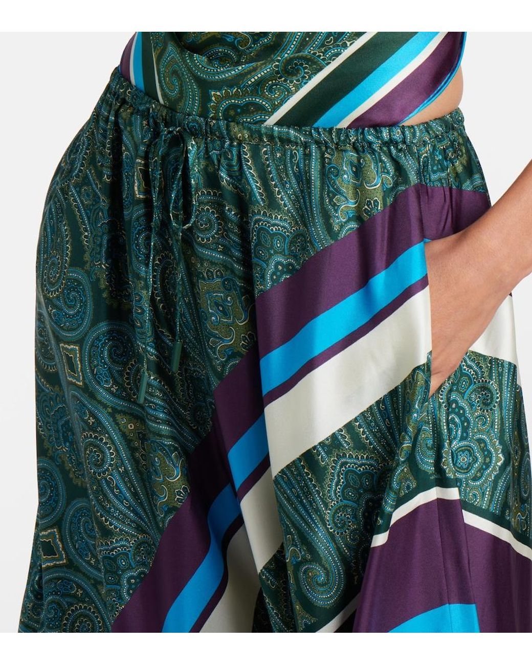 ALÉMAIS Blue Joni Printed Silk Twill Balloon Pants