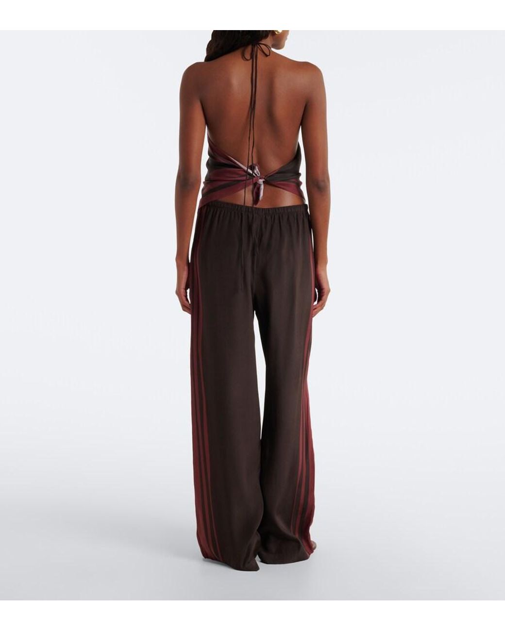 Sir Brown Silk Wide-Leg Pants