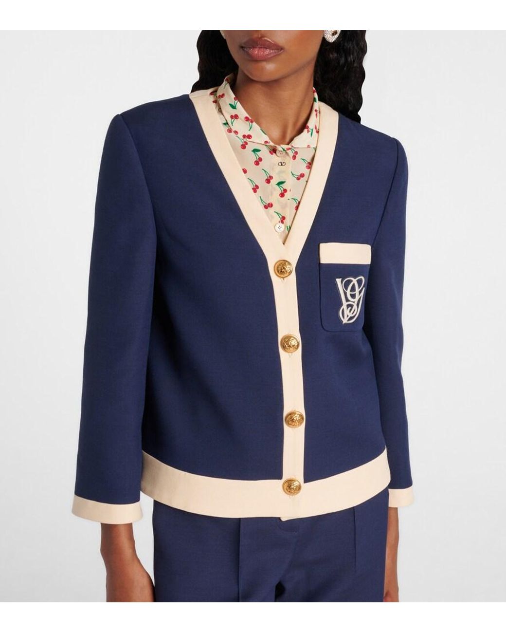 Valentino Blue Crepe Couture Jacket