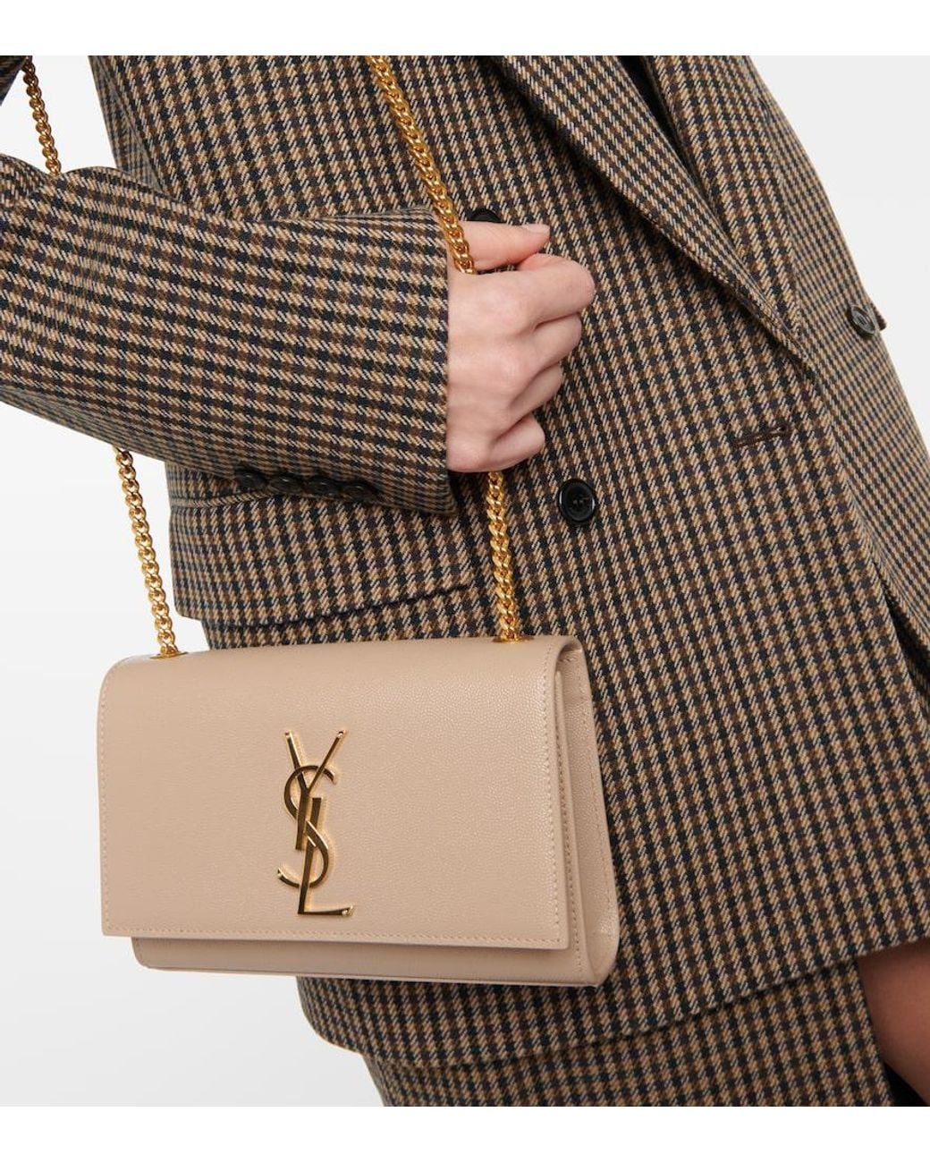 Saint Laurent Natural Kate Small Leather Shoulder Bag
