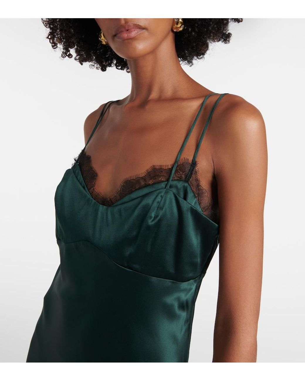 Veronica Beard Green Bixie Silk-Blend Satin Slip Dress