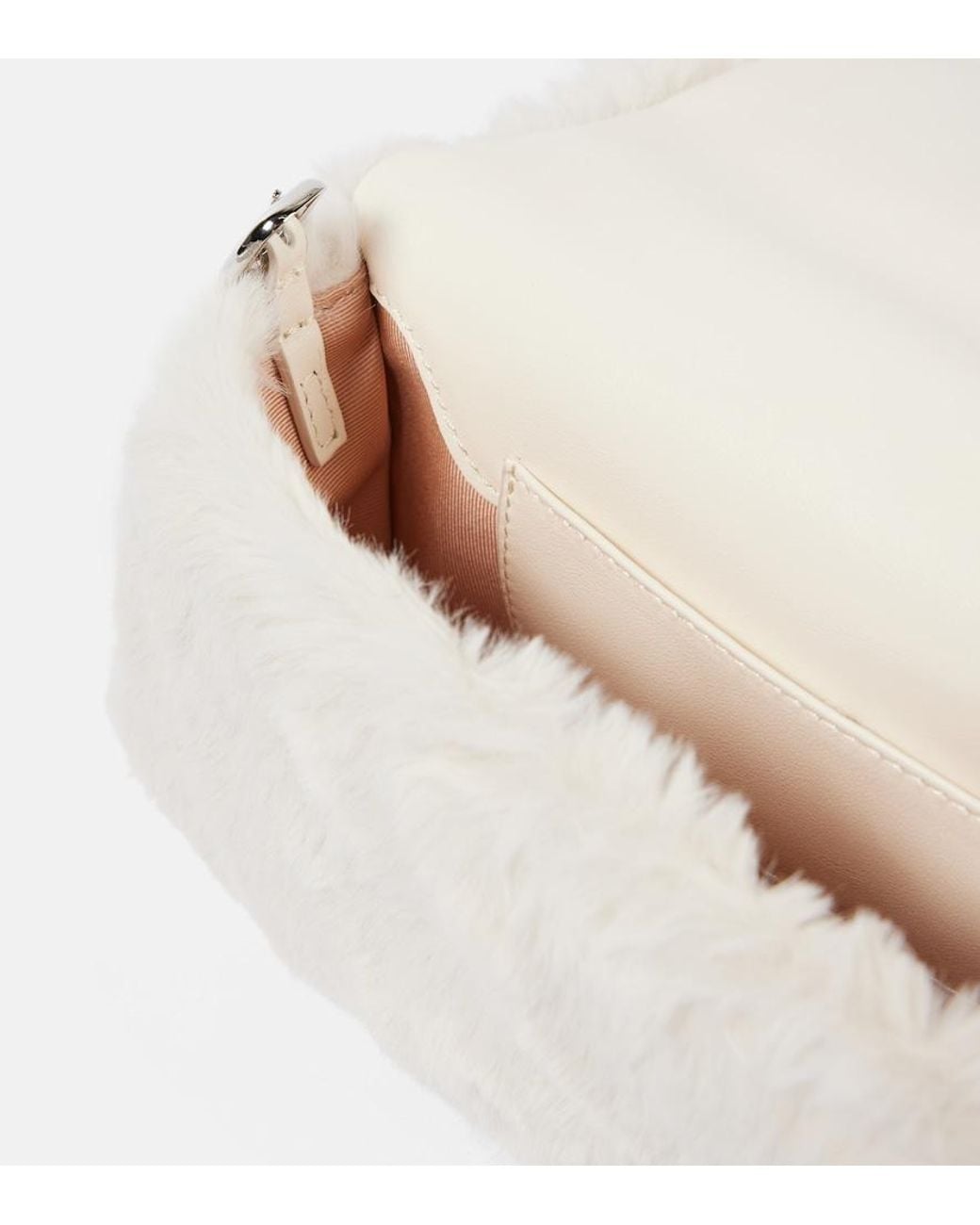 Roger Vivier Natural Viv Choc Embellished Faux Shearling Wallet