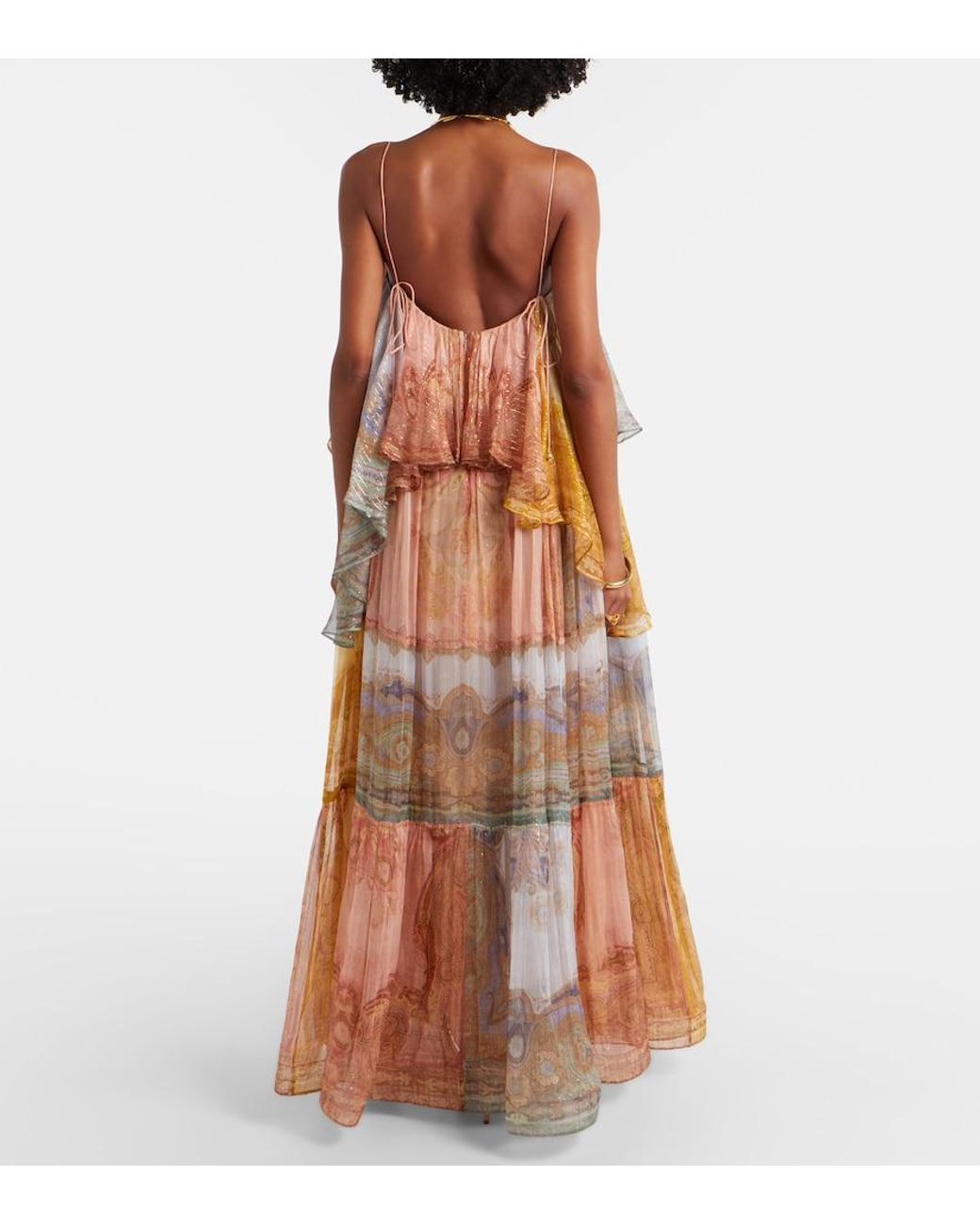 Zimmermann Orange Como Paisley Silk-Blend Maxi Dress