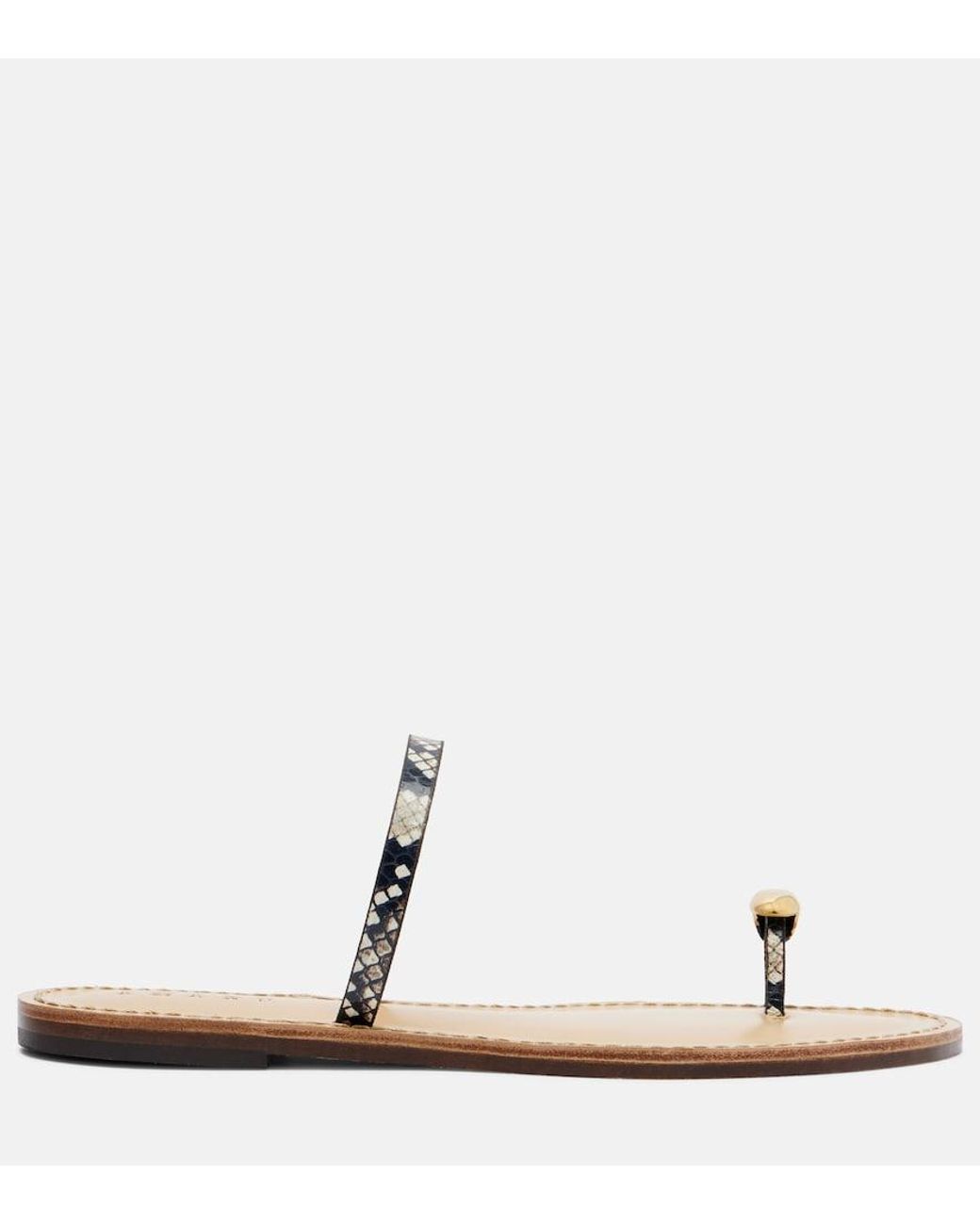 Amanu Metallic Kibera Snake-Effect Leather Sandals