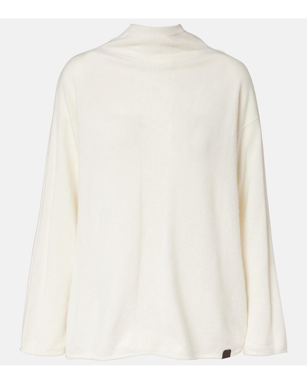 Max Mara White Mantide Cashmere Turtleneck Sweater