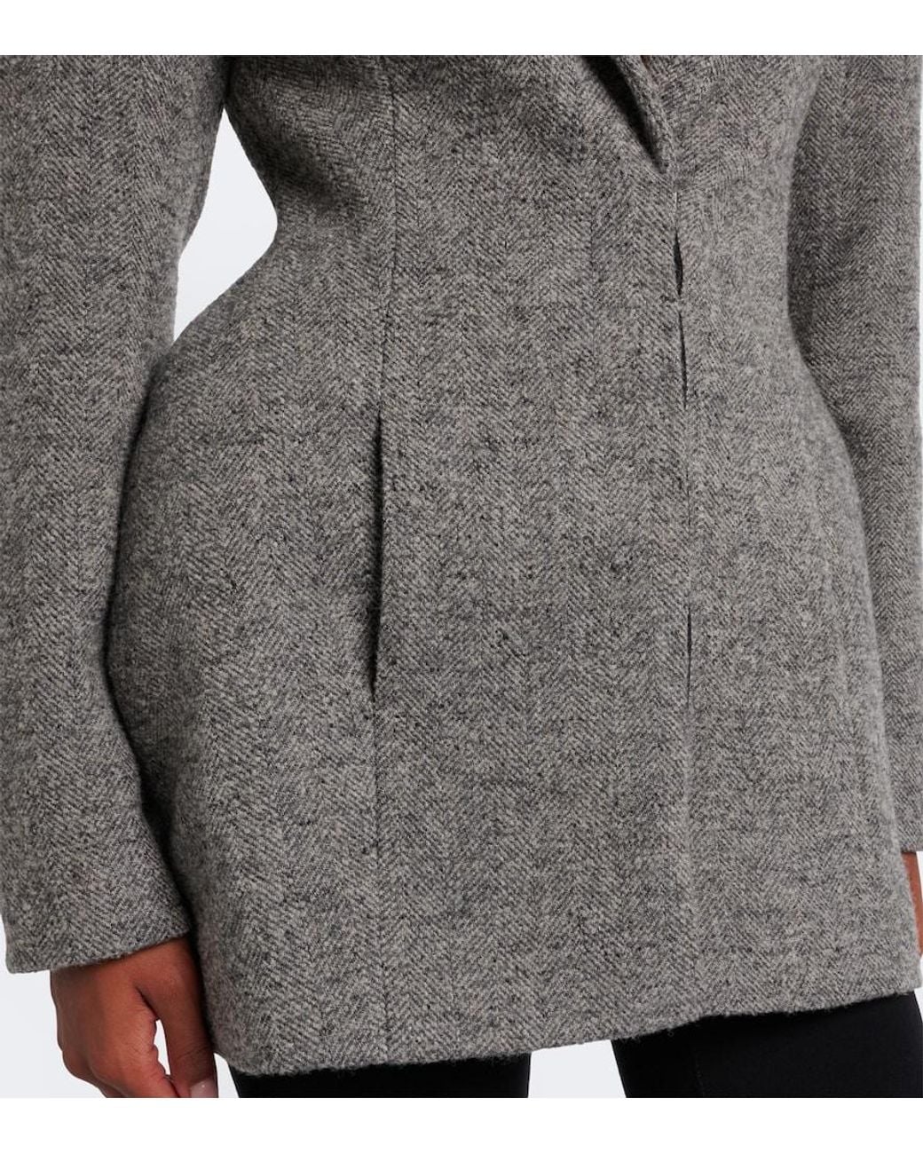 Magda Butrym Gray Herringbone Wool-Blend Blazer Dress
