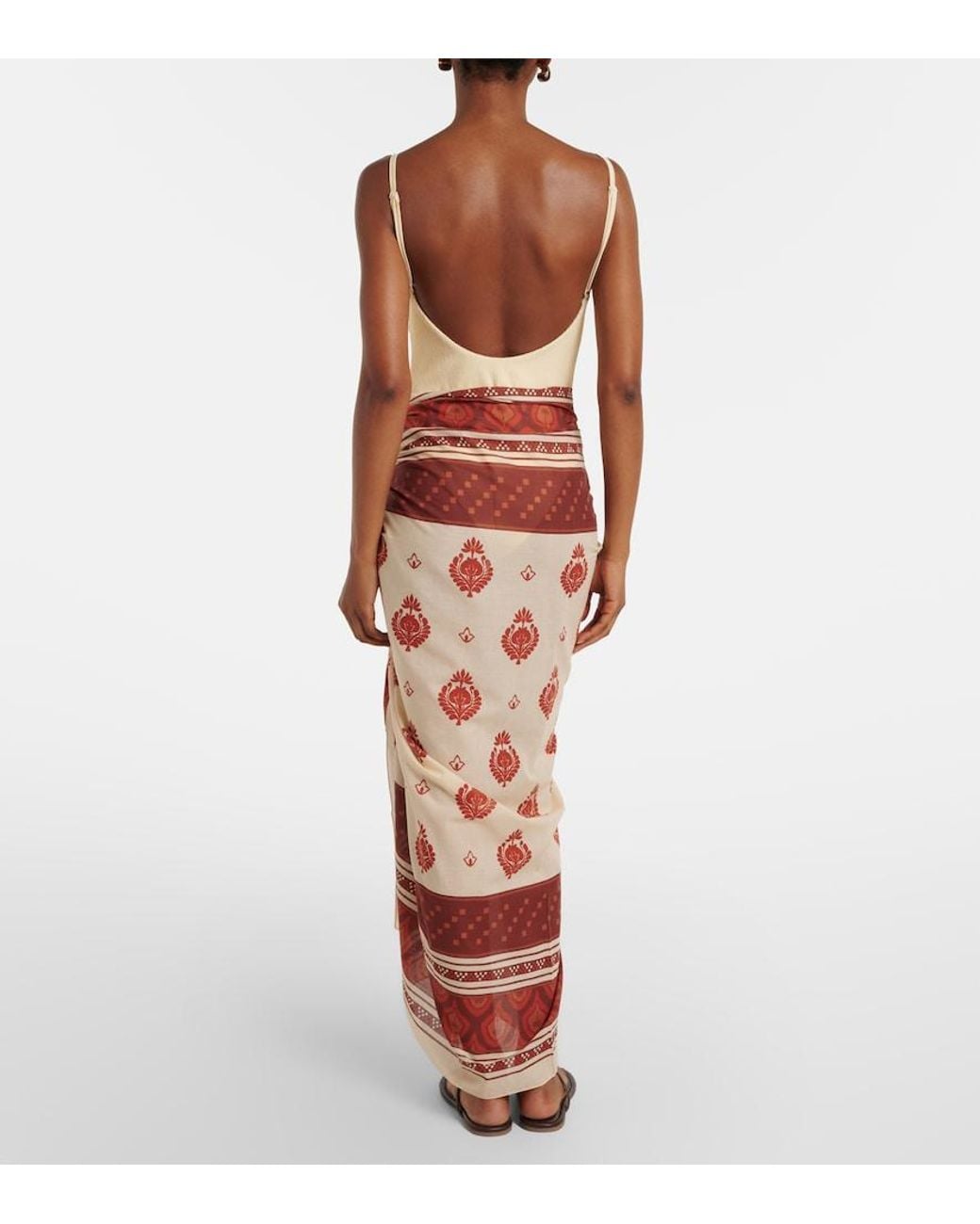 Johanna Ortiz Red Printed Cotton Beach Cover-Up