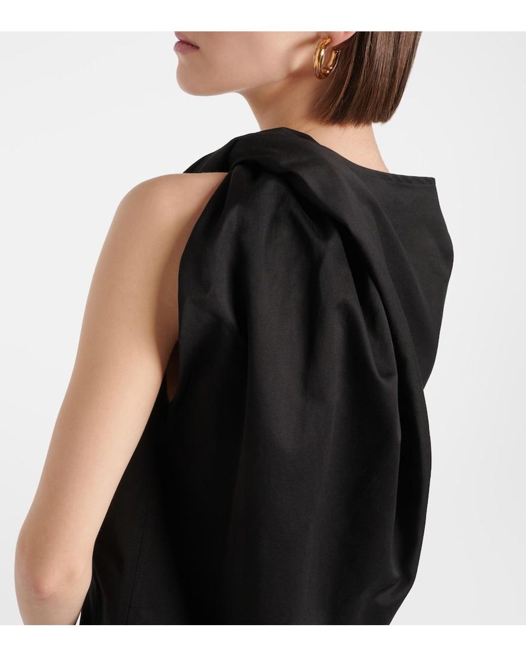Totême Black Draped Cotton And Linen Top
