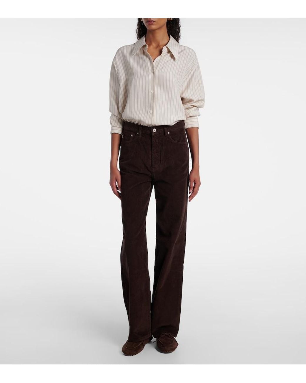 AG Jeans Brown Kora High-Rise Corduroy Wide-Leg Pants