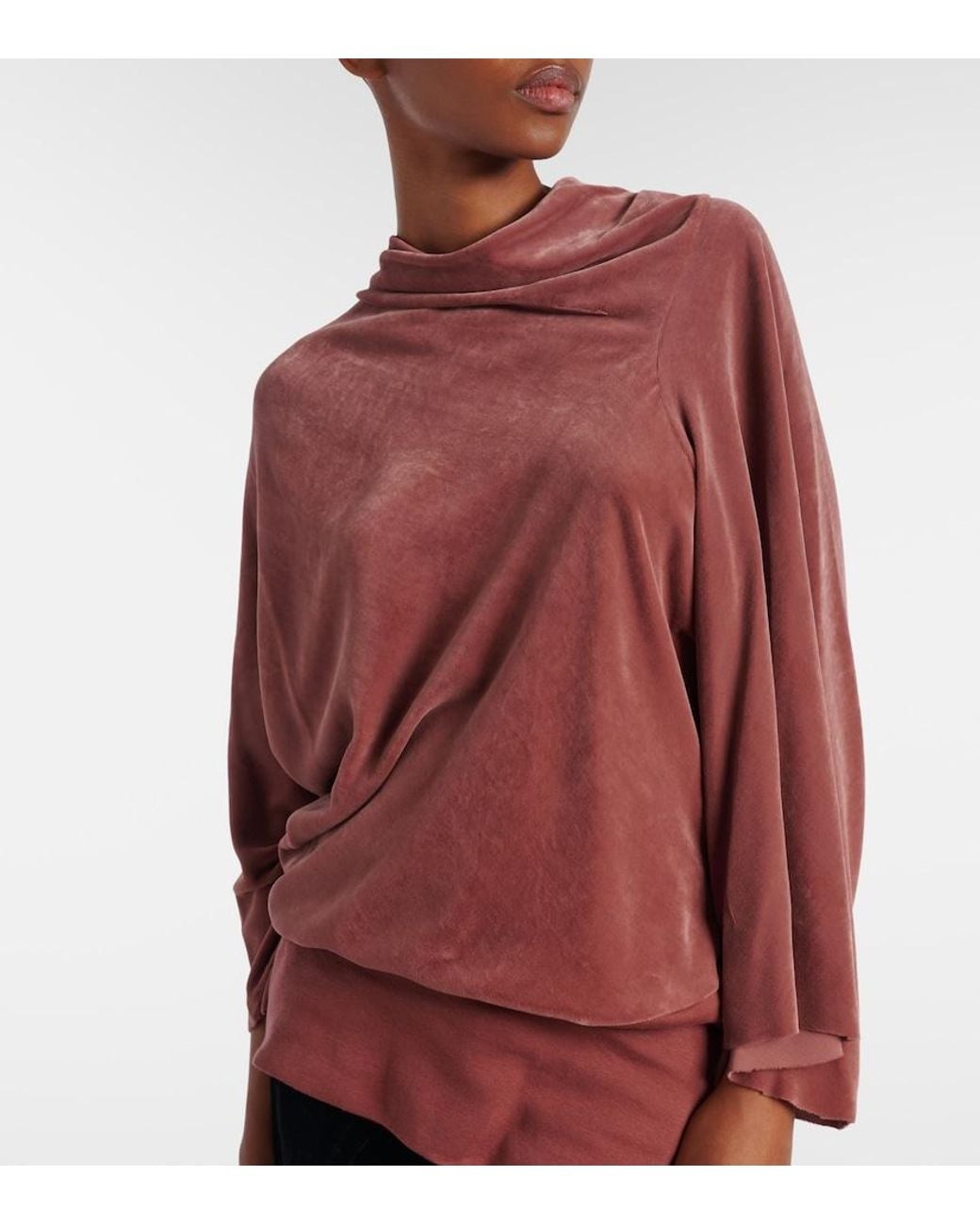 Rick Owens Red Draped Charmeuse Top
