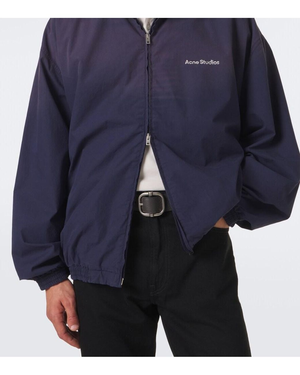 Acne Blue Logo Cotton Poplin Jacket for men