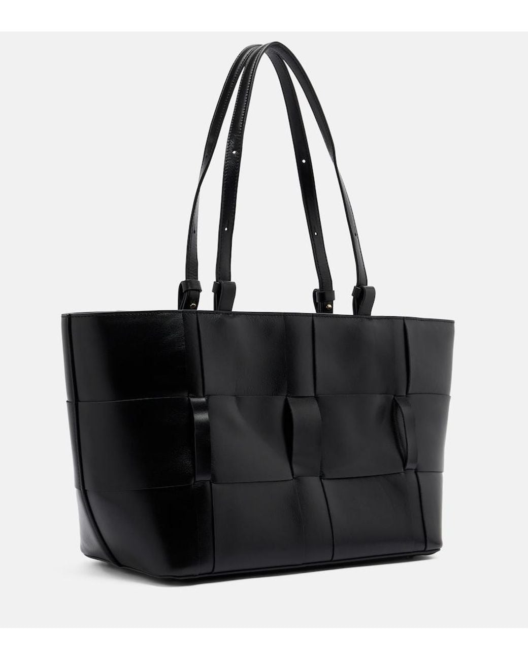 DeMellier London Black Florence Large Woven Leather Tote Bag