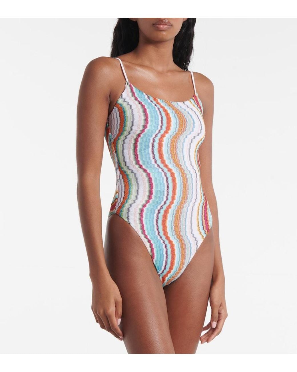 Missoni White Wave Lame Swimsuit