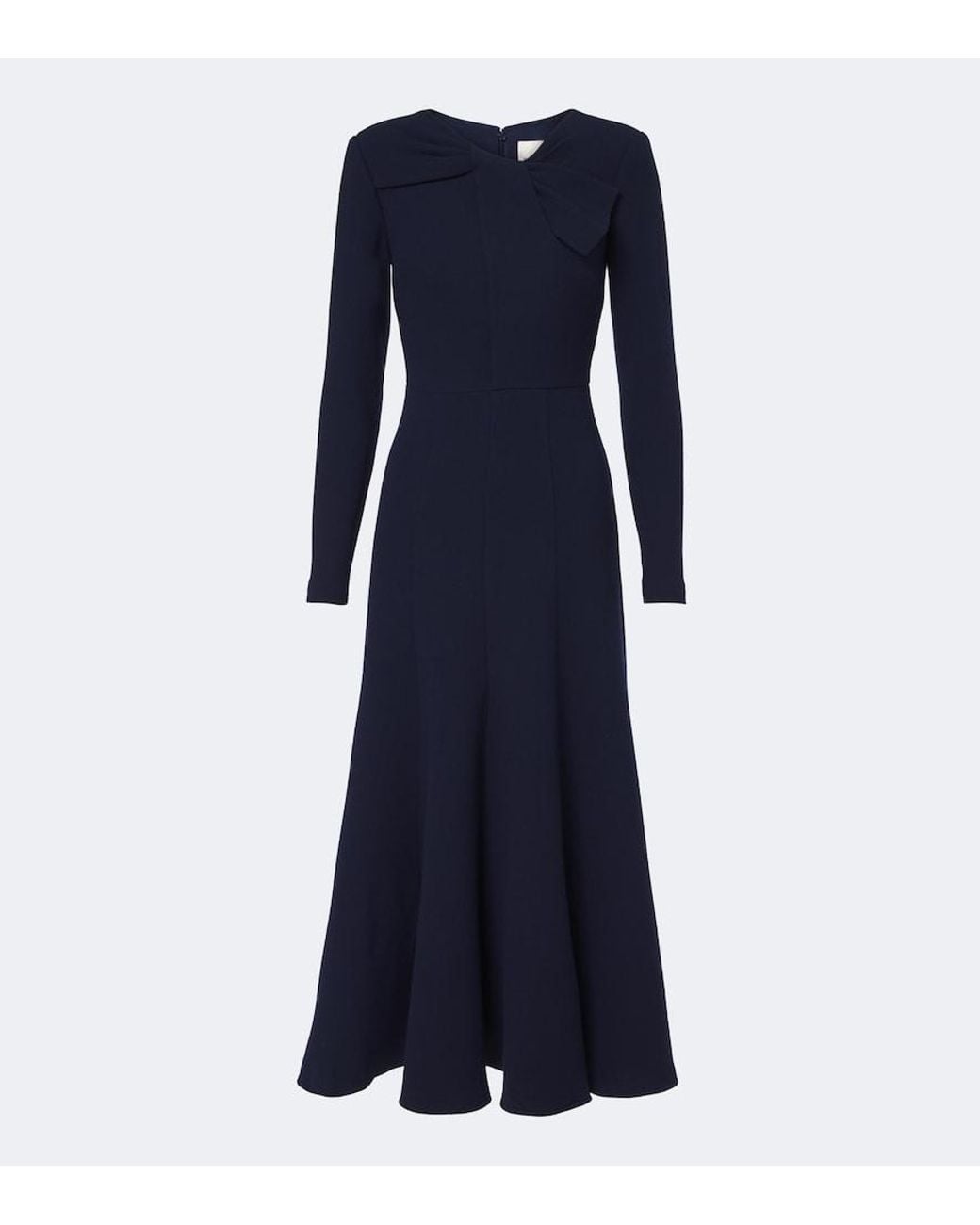 Roland Mouret Blue Bow-Detail Wool Crepe Cocktail Dress