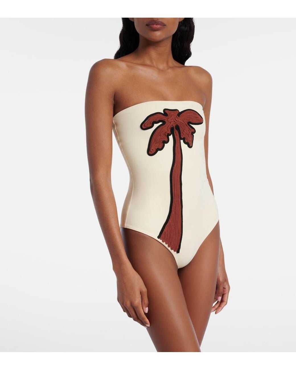 Johanna Ortiz Brown Embroidered Swimsuit