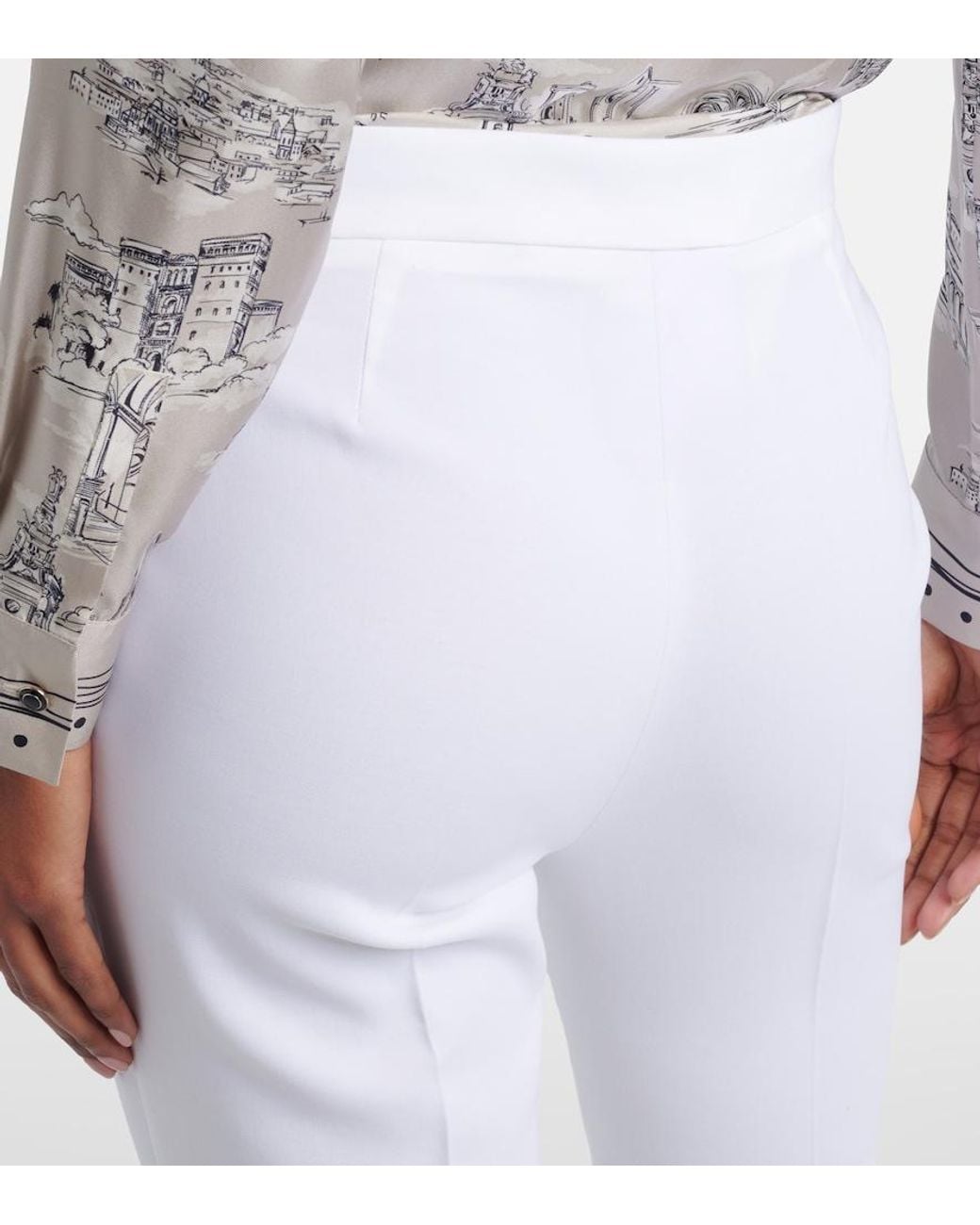 Max Mara White Cotton Slim Pants