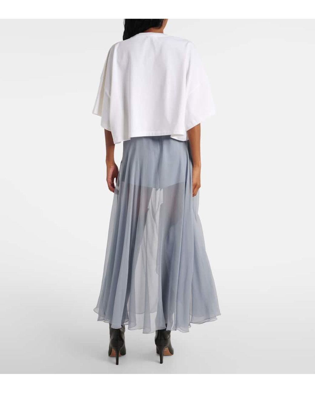 Chloé Silk Muslin Maxi Skirt in Blue | Lyst