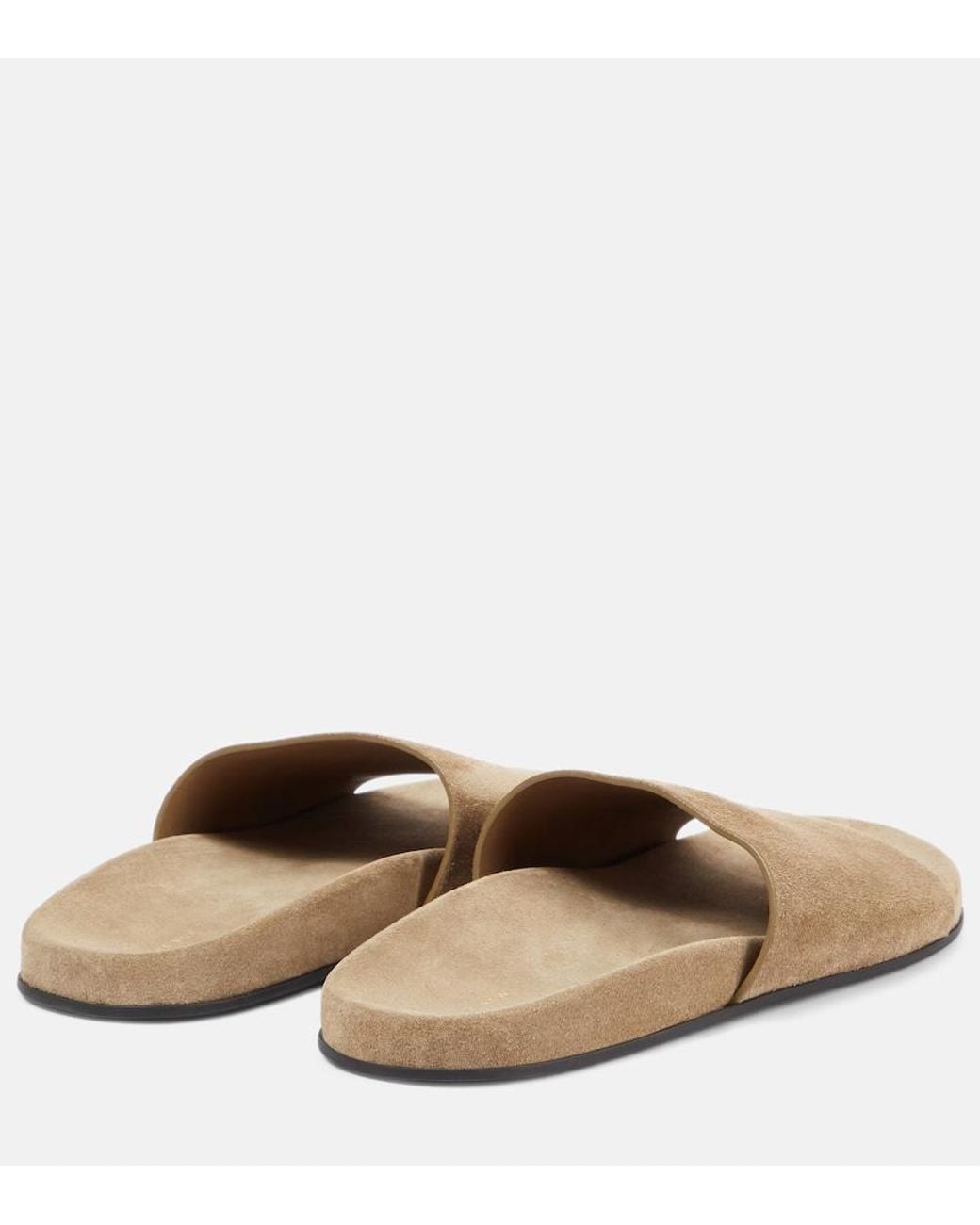 The Row Natural Hugh Suede Slides