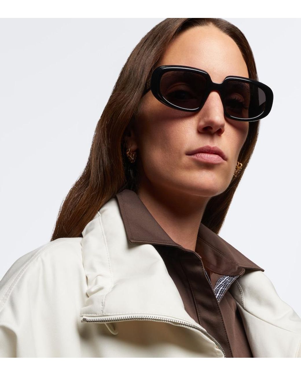 Loewe Black Mini Anagram Steps Rectangular Sunglasses